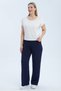 Inner Belt Lycra Loose Leg Comfortable Fit Plus Size Women's Pants - Navy Blue 7XL
