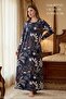 Primum Cotton Plus Size Printed Rink Viscose Mother Nightgown - Relaxed Fit Long Sleeve Dress