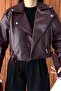 Women's Belted Oversize Cropped Leather Jacket |   New Season Biker Jacket - 5
