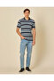 Men Black And Navy Striped Polo T-Shirt - 2