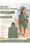100% Cotton Baby Kids Muslin Poncho Hooded Beach Sea Pool Towel with Color Options - 5