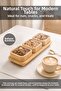 3-Piece Square Bamboo Snack Bowl with Stand - Coffee Side Serving Bowl with Lid Bamboo Bowl Breakfast Serving Bowl - 4