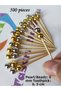 500 Pieces Decorative Gold Silver Double Color Double Pearl Beaded Party Toothpicks 6.5 cm - Pearl 8 mm - 3