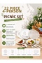 Special Design Picnic Set with Notched Plate and 22 Pieces with Carrying Bag for 4 People - Easy-To-Carry Picnic Bag Set