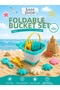 Collapsible Bucket Beach Set 2+ Age Kids Sand Toy Set Shovel Rake Sea Creatures Molds Portable Bucket Set - 4