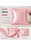 2-Piece Ruffled 45X45 Decorative Throw Pillow Cover 100% Cotton Satin with Zipperless Cover 45X45 cm - 2