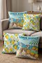 Lemon Market Set of 4 Decorative Throw Pillow Covers with Written Greyhound Dog and Lemon Patterns, Summer Mediterranean Themed Living Room Decor