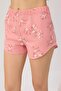 Dusty Rose 100% Cotton Floral Binding Detailed Shorts Knitted Pajama Set Thmss25Pt00436 - 3