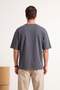 Anthracite Oversize/Wide Cut Slogan Embroidered 100% Cotton T-Shirt Tmnss26Ts00055 - 3