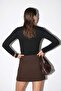 Black Long Sleeve Lace Detailed Lycra Bodysuit Tdrss26Bd00005 - 4