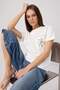Ecru Embroidered Regular Fit 100% Cotton Knitted T-Shirt Twoss26Ts00316