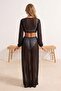 Siyah Dokuma Cut Out Detaylı Transparan Plaj Elbisesi TBESS26LE00010 - 3