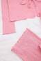 Pink 100% Cotton Lace Flower Patterned Ribbed/Pointel Knitted Pajama Set Thmss26Pt00067 - 8