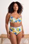 Çiçek & Limon Desenli Nakışlı Üçgen Yüksek Bel Bikini Takımı TBBSS26CB00011 - 3