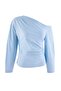 Trendyolmilla Wardrobe Essentials – Mavi Düşük Omuz Poplin Dokuma Bluz | TWOAW27BZ00057 - 6