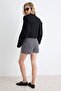 Anthracite Pleated Wide Leg Pique Fabric Knitted Shorts & Bermuda Twoaw27Sr00018 - 4