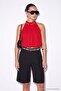 Red Halter Neck Blouse with Bead Accessories and Elastic Waist Tdrss26Bz00127 - 2