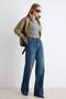 Lacivert Yüksek Bel Wide Leg Geniş Paça %100 Pamuk Non-Stretch Jeans TWOSS22JE0242 - 2