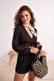 Black Woven Ruffle Detailed Crop Beach Blouse Shorts Set Tbess26Au00028 - 3