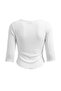 Ekru %100 Pamuk Truvakar Kol Bisiklet Yaka Crop Kol Ucu Detaylı Örme T-Shirt TWOAW27TS00042 - 7
