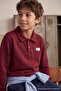 Bordo Pamuklu Polo Yaka Erkek Çocuk Kalın Şardonsuz Sweatshirt ve Eşofman Örme Takım TKDAW27AU00011 - 4