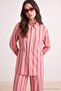 Pembe Kırmızı Poplin Çizgili Gömlek Pantolon Alt - Üst Takım TCTSS26US00083 - 3