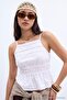 White Front Ruffle Detail Woven Blouse Twoss26Bz00773 - 4