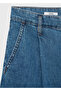 Mid-Waist Pleated Denim Bermuda Shorts - 5
