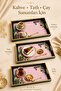 Melamine Presentation Tray with Pink Background and Floral Pattern and Gold Frame 31X46 cm - 5