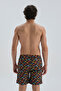 Navy Blue Micro Medium Fish Patterned Shorts - 3