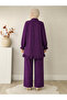 Stone Detailed Buttoned Cotton Double Suit Lilac - 3