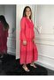 Women's Pomegranate Lace Detailed Silk Dress - 3