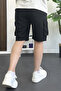 Men's Elastic Waist Pocket Shorts Black Edw388 - 3