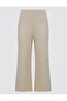 Light Beige Relaxed Fit High Waist Wide Leg Short Knitted Trousers - 7