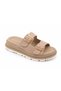 Dodo Women's Genuine Leather Lightweight Anatomical Buckle Detailed Slippers - Beige - 4