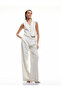 High Waist Palazzo Trousers with Pockets and Pleat Detail