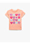 Cotton Heart Printed Crew Neck Short Sleeve T-Shirt