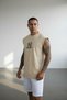 Men's Beige Ny Printed Oversize Sleeveless T-Shirt - 3