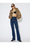 High Waist Flared Jeans with Buttons - 3