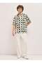 Men's Cream with Dark Green Foliage Print Relax Fit Casual Shirt for Every Occasion - 3
