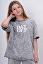 Retro Vibe Unisex Stonewash Smoked Clothing Set - Distressed Washed "Day Off" Printed Oversized T-Shirt and - 5