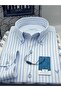 Slim Fit Long Sleeve Lycra Striped Collar Buttoned Gift Boxed Men's Shirt Fs-003669 - Ice Blue - 5