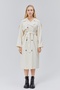 Women's Stone Color Oversize Trench Coat – Lined Long Double-Breasted Belted Double-Pocket Trench Coat | - 3