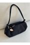Refurbished Bag with Knot Detail Medium Size Suede Black Women's Shoulder Bag En35 Boy20 - 3
