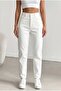 White Color Women's High Waist Mom Jean Denim Pants Flexible Comfortable Fit