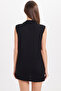Women's Relax Fit Comfortable Cut Crew Neck Viscose Fabric Lycra Sleeveless Black Tunic - 7