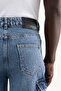 Men's Baggy Jean Trousers with Side Pockets Blue - 4