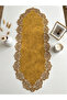 Mustard Yellow Suede Fabric Runner 40X100 cm Coffee Table Height - Modern Design