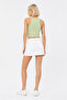 Green Ribbed Halter Collar Knitted Crop Tank Top - 3