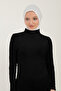 Women's Long Sleeve Half Turtleneck Combed Cotton Stretch Fabric Bodysuit - Black - 3